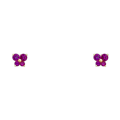 14k REAL Yellow Gold Butterfly Stud Earrings with Screw Back- 12 Different Color Available
