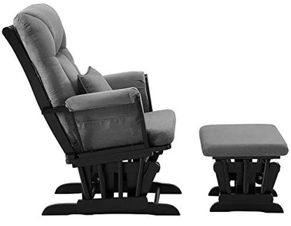 Angel Line Monterey Glider & Ottoman, Grey Finish - Grey Cushion