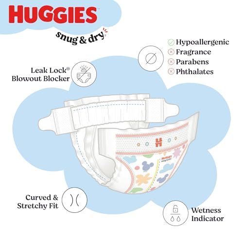 Huggies Size 1 Diapers, Snug & Dry Newborn Diapers, Size 1 (8-14 lbs), 38 Count, Packaging May Vary