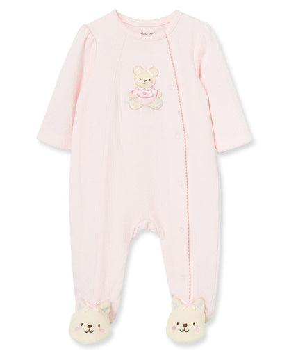 Little Me Clothes for Baby Girls' 100% Cotton Scratch-Free Tag Footie Sleeper, Preemie to 9 Months