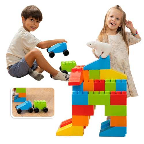 Giant Plastic Blocks Jumbo, Big Blocks, Jumbo Blocks, Big Building Blocks Jumbo, Giant Blocks, Huge Blocks, Jumbo Building Blocks, 86 Pieces Large Blocks for Kids Ages 1 to 8 86 pcs blocks with wheels