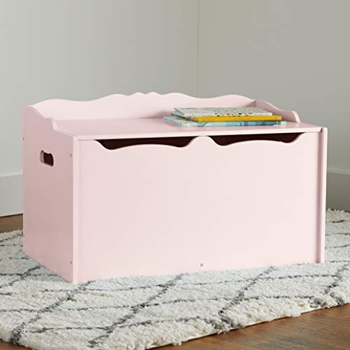 Amazon Basics Kids Toy Box, Wooden Organizer Storage Chest, Pink, 30" x 18" x 19"