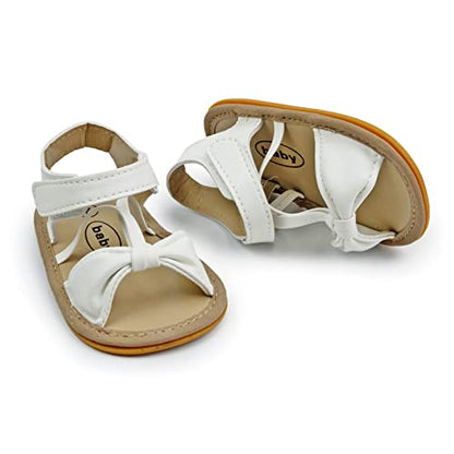 GAISUMMI Baby Girls Sandals Summer Bowknot Infant Crib Shoes Toddler Pu Leather Soft Rubber Sole First Walkers