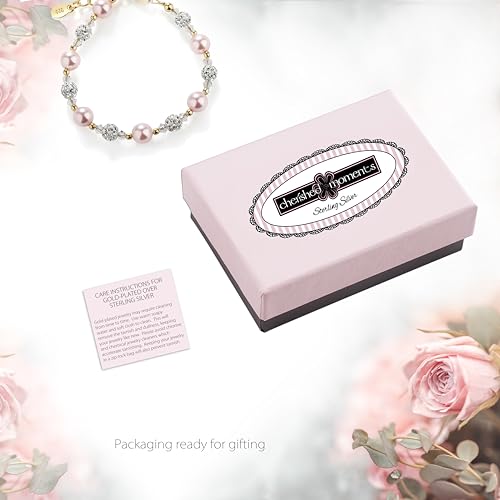 Cherished Moments Children's 14K Gold-plated or Sterling Silver Bracelet with Stardust Beads and Austrian Crystals for Babies, Infants, Toddlers, and Girls Jewelry Gifts