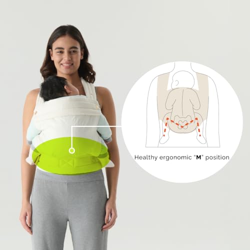 NEST BLANCHE Baby Carrier – Soft Cotton Linen Blend with Magnolia Jacquard Design, Adjustable and Ergonomic for Newborns and Toddlers (Teal)