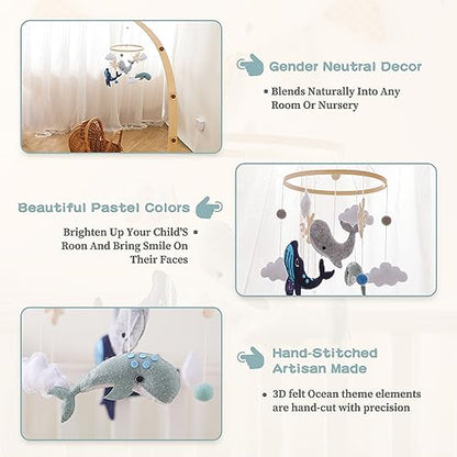 EERKEOD Baby Crib Mobile Bear Nursery Mobile for Boys Girls Teddy Velvet Mobile Nursery Decor for Infant Bedroom Hanging Baby Mobile for Bassinet Newborn Baby Gift（Brown Bear）