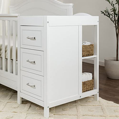 DaVinci Charlie 4-in-1 Convertible Mini Crib and Changer Combo in White, Greenguard Gold Certified