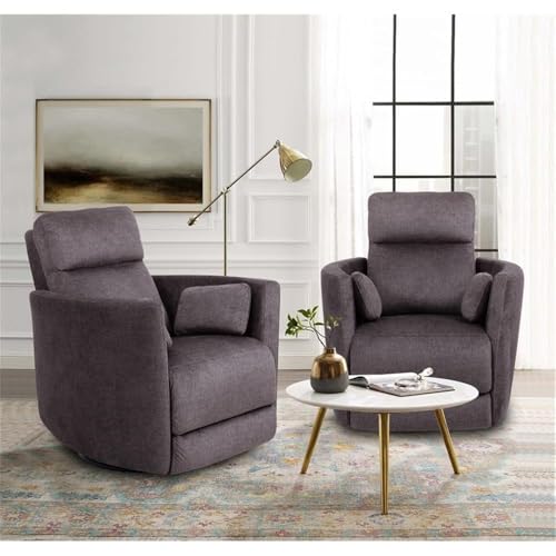 Pemberly Row Contemporary Fabric Swivel Glider Recliner in Ivory