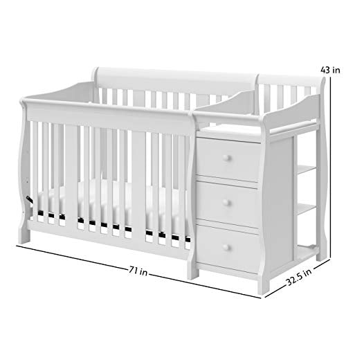 Storkcraft Portofino 5-in-1 Convertible Crib and Changer (Espresso) – Crib and Changing -Table Combo with 3 Drawers, Includes Baby Changing Pad, Converts to Full-Size Bed
