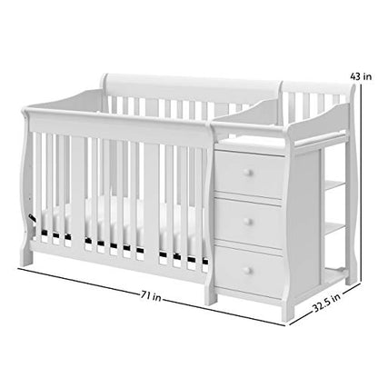 Storkcraft Portofino 5-in-1 Convertible Crib and Changer (Espresso) – Crib and Changing -Table Combo with 3 Drawers, Includes Baby Changing Pad, Converts to Full-Size Bed