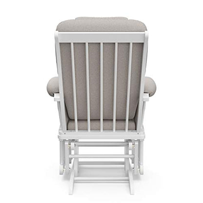 Storkcraft Tuscany Custom Glider and Ottoman with Free Lumbar Pillow (White/Slate Gray Swirl) - Cleanable Upholstered Comfort Rocking Nursery Chair with Ottoman