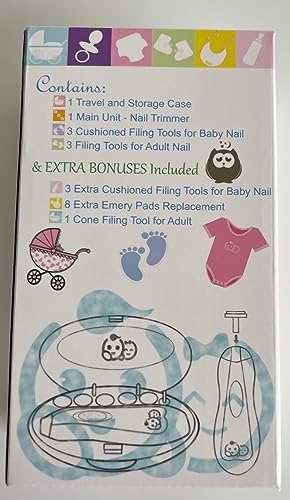 Baby Nail Trimmer 21 in 1, Usage Labeled Case & 13 Extra Replacement Tools, Royal Angels Baby Electric Nail File, Baby Nail Care, Nail Clipper Newborn Toddler Toes & Fingernails Nail Kit (Blue)