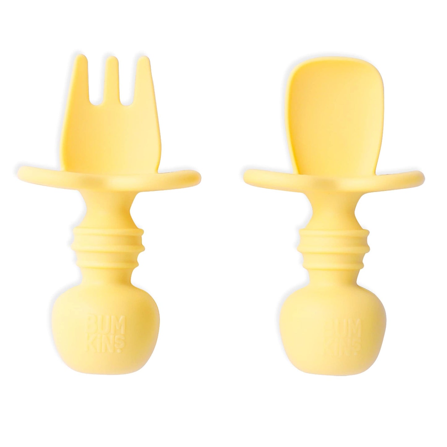 Bumkins Disney Baby Utensils Set, Chewtensils Silicone Spoons for Dipping, Self-Feeding, Baby Led Weaning, Trainer Learning, First Stage Eating, Soft Fork and Spoon, Babies 6 Months, Minnie Mouse