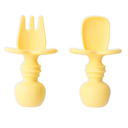 Bumkins Disney Baby Utensils Set, Chewtensils Silicone Spoons for Dipping, Self-Feeding, Baby Led Weaning, Trainer Learning, First Stage Eating, Soft Fork and Spoon, Babies 6 Months, Minnie Mouse