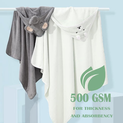 URSEORY 2 Pack Hooded Baby Towels, Premium Soft Bath Towel for Babies, Newborn, Infant and Toddler, Ultra Absorbent, Natural Baby Stuff Towel with Hood for Boy and Girl (Elephant, Bird)
