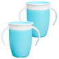 Munchkin Sippy Cup for 6 Month Old and Up, Spill Proof Miracle 360 Toddler Cups with Transition Handles, 7 Ounce, 2 Pack, Blue/Green