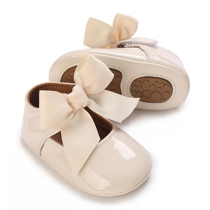 LAFEGEN Baby Girls Mary Jane Flats with Bownot Non Slip Soft Sole PU Leather Newborn Infant Toddler First Walker Cirb Dress Shoes