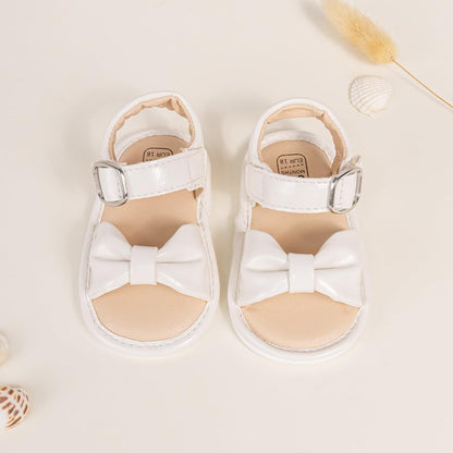 Oamico Baby Girl Sandals Infant Soft Anti-Slip Rubber Sole Casual Beach Sandals Newborn Bowknot Outdoor First Walker Summer Shoes for Baby Girls Flat Sandal