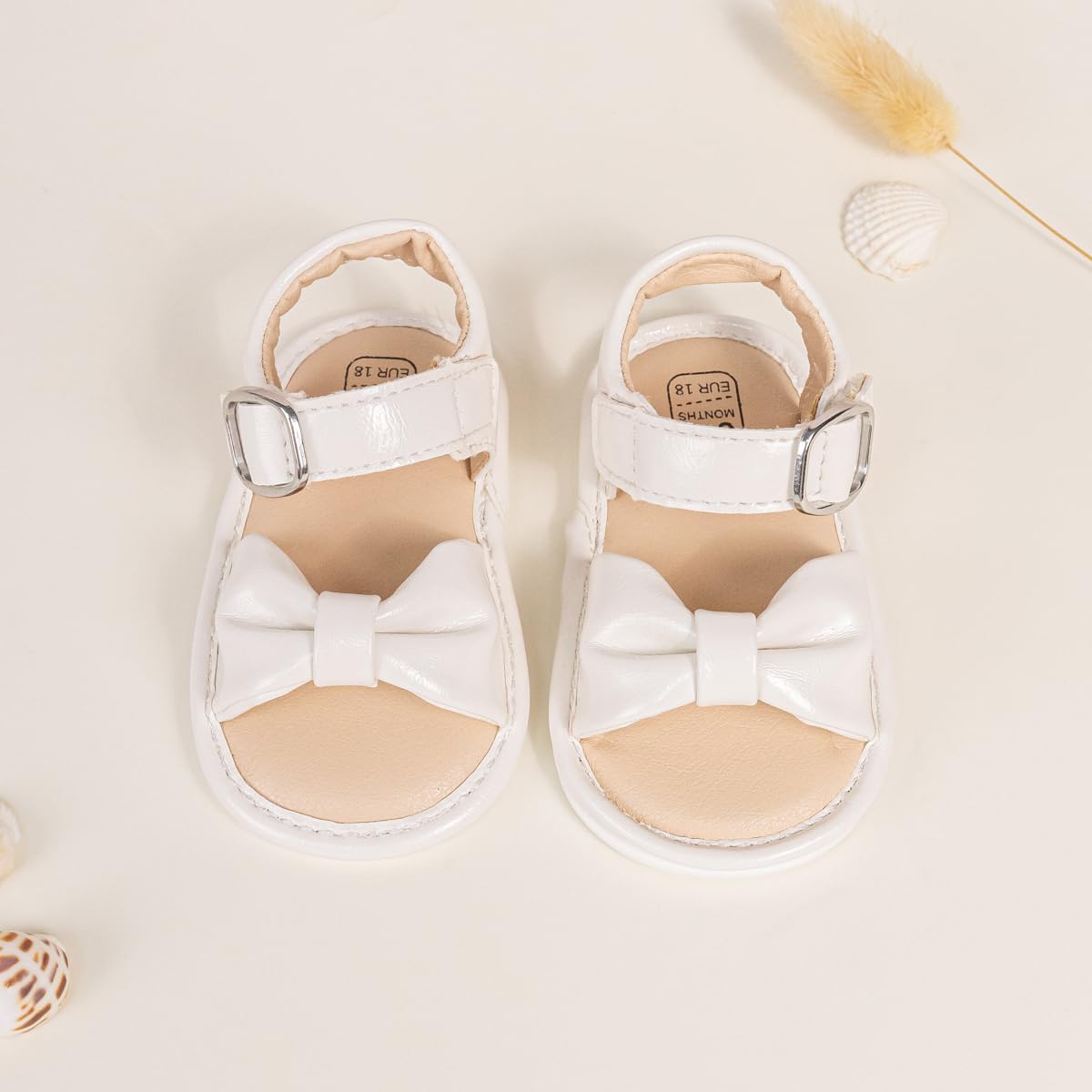 Oamico Baby Girl Sandals Infant Soft Anti-Slip Rubber Sole Casual Beach Sandals Newborn Bowknot Outdoor First Walker Summer Shoes for Baby Girls Flat Sandal