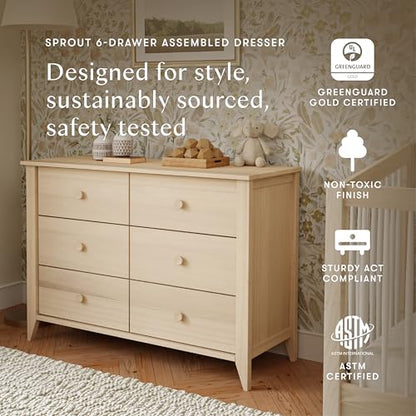 Babyletto Sprout 3-Drawer Changer Dresser with Removable Changing Tray in Washed Natural and White, Greenguard Gold Certified
