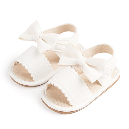 Oamico Baby Girl Sandals Infant Soft Anti-Slip Rubber Sole Casual Beach Sandals Newborn Bowknot Outdoor First Walker Summer Shoes for Baby Girls Flat Sandal