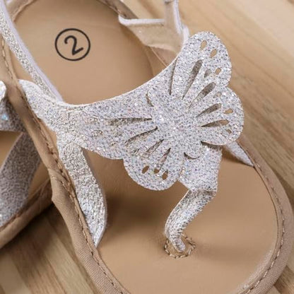 Baby Girls Butterfly Sandals Infant First Walking Slipper Shoes Soft Soles Non-Slip Summer Princess Shoes 0-18M