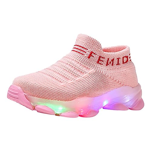 Toddler Light Up Sock Shoes Kids Boys Girls Mesh Flashing Breathable Sneakers Soft Sport Walking Running Shoes