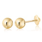 MASSETE Gold Ball Stud Earrings for Women and Girls Screwback | 10k, 14k, 18k | White Yellow or Rose Gold | 3mm 4mm 5mm | Nickel Free