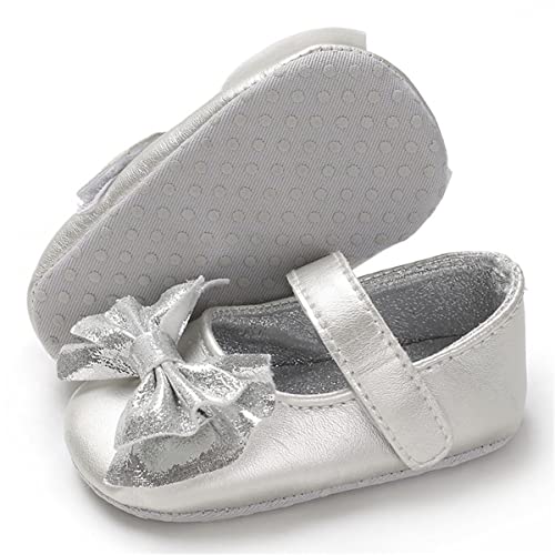 LAFEGEN Baby Girls Mary Jane Flats with Bownot Non Slip Soft Sole PU Leather Newborn Infant Toddler First Walker Cirb Dress Shoes