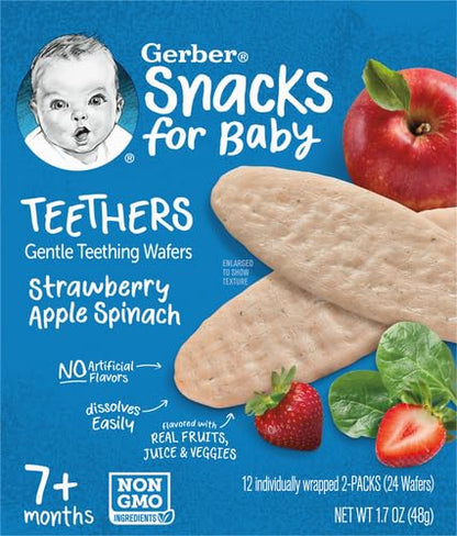 Gerber Snacks for Baby Teethers, Strawberry Apple Spinach, 1.7 oz Box (12 Pack)