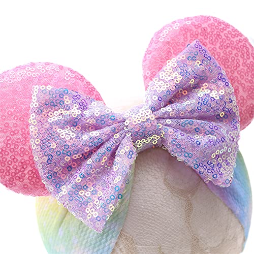 JIAHANG Baby Leopard Bows Turban Knotted Head Wraps, Hair Bows Headbands Stretchy Hair bands for Infant Toddlers Girls (pink leopard)