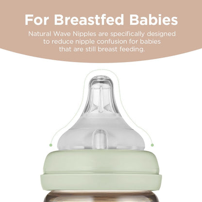 Anti-Colic All in One Baby Bottle Double Set for 0-6M PPSU Breastfeeding, Wide-Neck Non-Tip Stable Base, Easy to Clean Natural 170ml, 6oz, Stage 1 (Slow Flow)