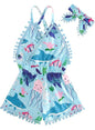 6M-3T Baby Girl Backless Bodysuit Outfit Set Romper Jumpsuit with Headband
