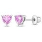 925 Sterling Silver Girls CZ Heart Hypoallergenic Safety Screw Back Earrings - Adorable 5mm Heart Earrings for Young Girls - Great Jewelry for Everyday Wear for Toddlers to Teens