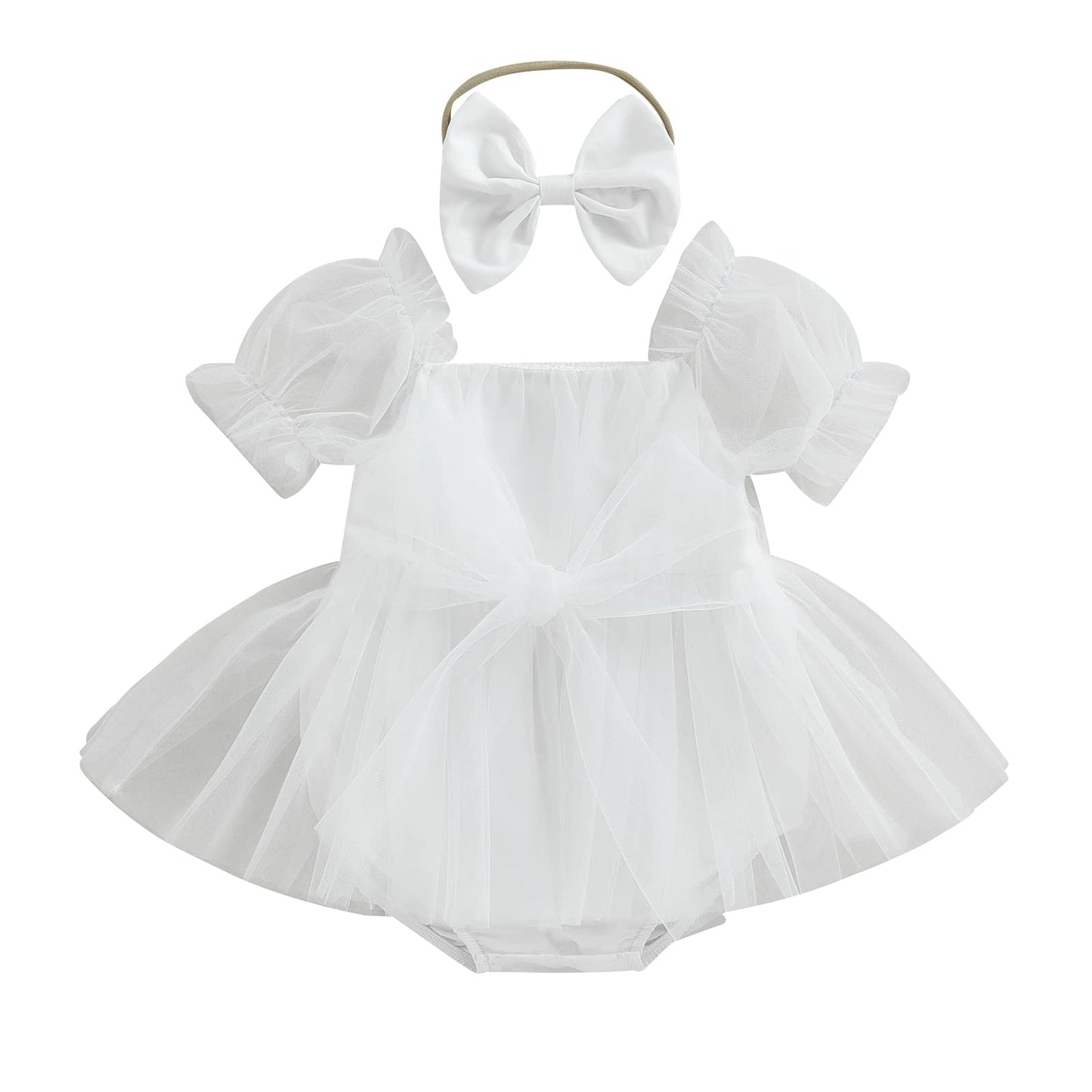 MERSARIPHY Newborn Baby Girl Boho Outfits Infant Lace Tulle Ruffle Bubble Romper Dress Jumpsuit Bodysuit Photoshoot Clothes