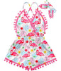6M-3T Baby Girl Backless Bodysuit Outfit Set Romper Jumpsuit with Headband
