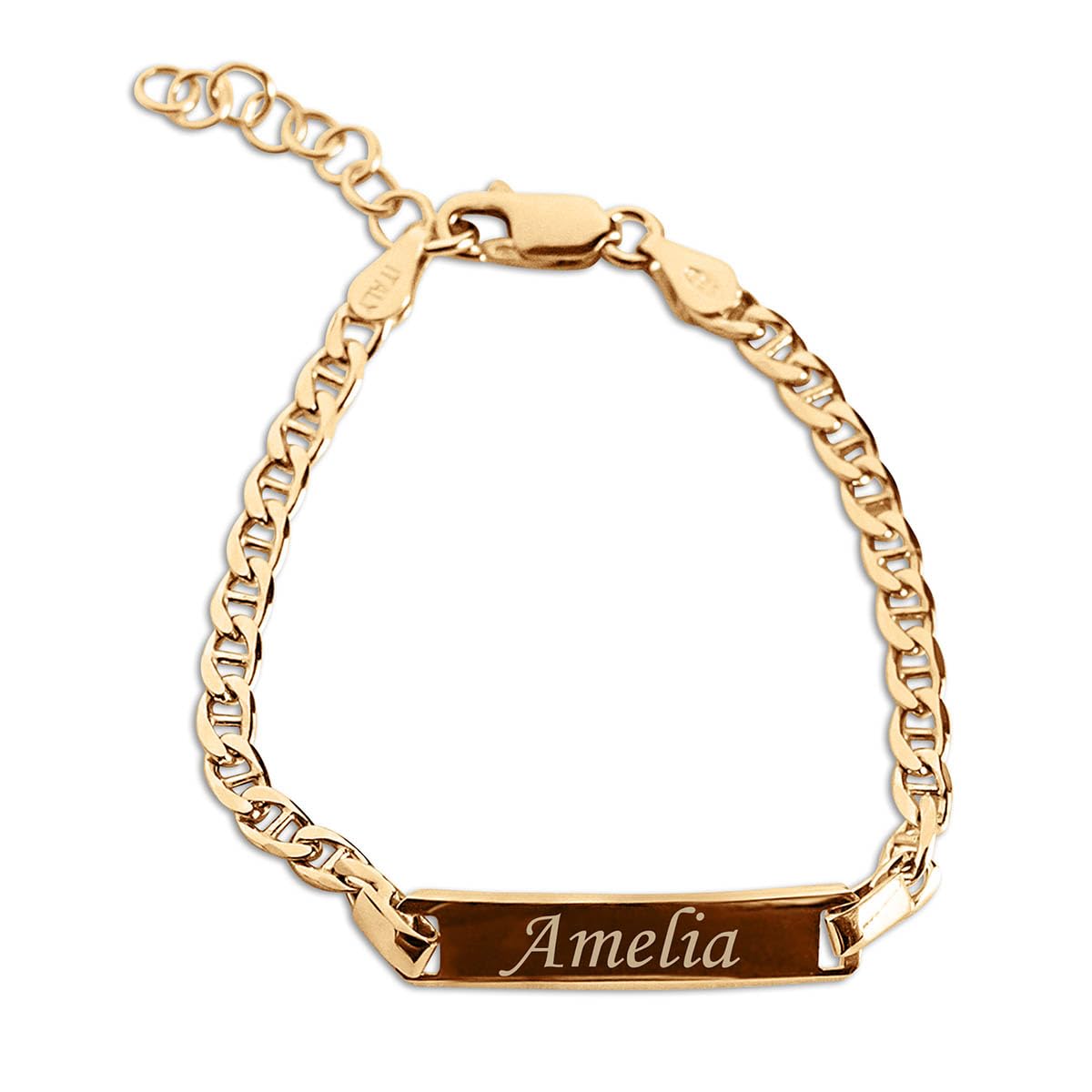 Cherished Moments Personalized Gift 14K Gold-Plated over .925 Sterling Silver Children's ID Name Bracelet for Babies, Toddlers, Kids, and Girls Custom Jewelry with Engraved Name (Newborn - 12 Years)