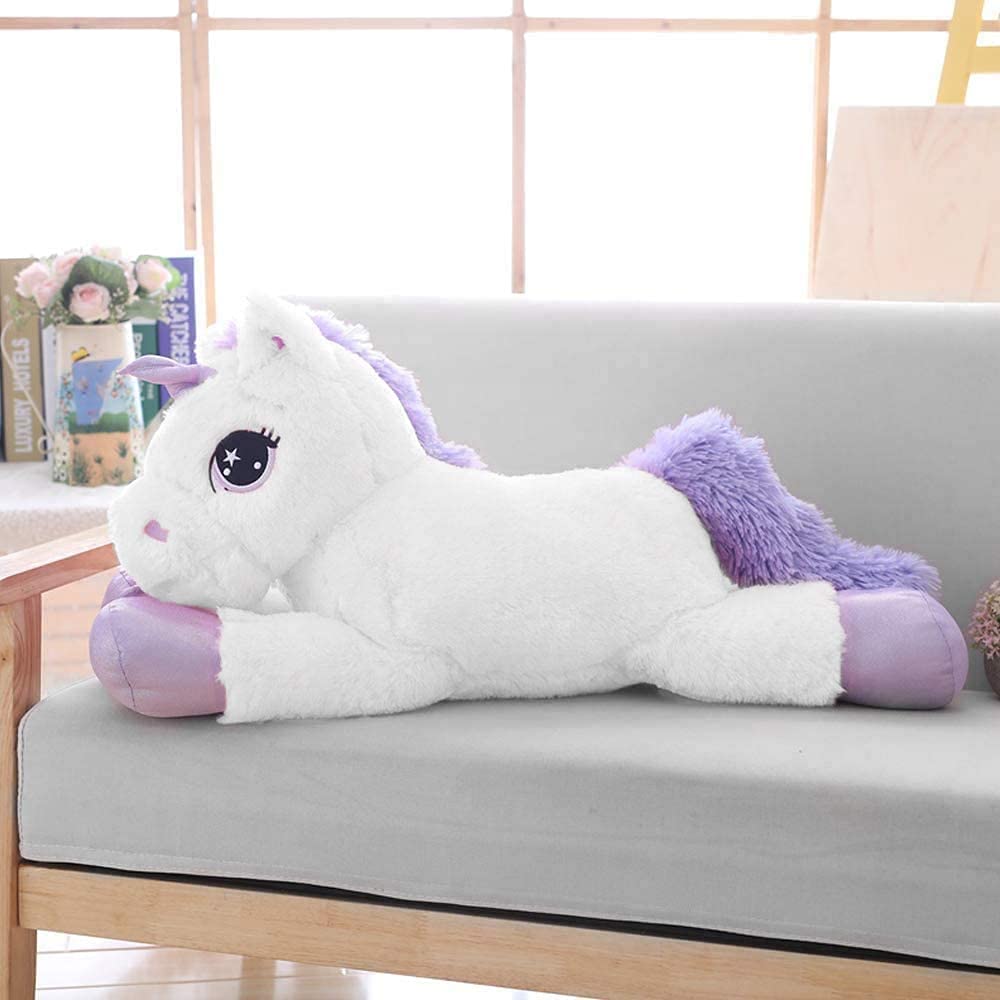 43" Giant Unicorn Stuffed Animal, Unicorn Plush Pillow Toys Big Plushy Fluffy, Gift for Girls Kids Boys Girlfriend, White & Purple