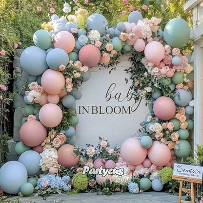 Pink Blue Green Balloon Garland Double Stuffed Dusty Light Green Baby Blue Blush Mauve Latex Pastel Balloon Arch Kit for Boho Baby Shower Gender Reveal Bear Birthday Floral Party Decoration