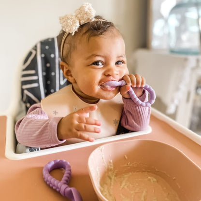 Itzy Ritzy Silicone Spoon & Fork Set; Baby Utensils Featuring a Baby Fork and Spoon with Looped, Braided Handles - Made of 100% Food Grade Silicone & BPA-Free - Ages 6 Months and Up (Pink)