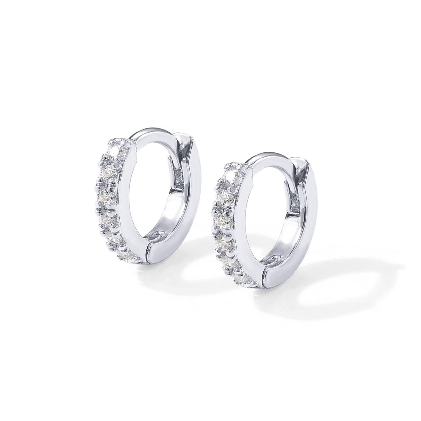 PAVOI 14K Gold Plated Sterling Silver Posts Cubic Zirconia Mini Huggie Earrings for Women | Tiny Cartilage Helix Huggie Hoop Earrings