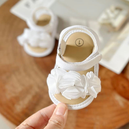 GDSDYM Infant Baby Girls Summer Sandals with Flower Bowknot Soft Sole Wedding Dress Flats Newborn First Walkers Crib Dress Shoes
