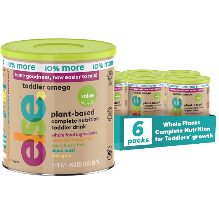 ELSE NUTRITION Toddler Formula 12-36 Months w/Omega 3&6 for Brain Development - Lactose Free, Dairy Free Nutrition Drink - Plant Based Protein Powder w/ 20+ Vitamins (22oz, 1-Pack)