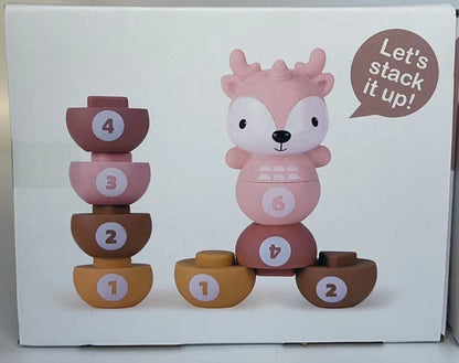 Nueplay 13 Pcs Building Circle & Blocks, Stacking & Nesting Baby Toys with Horse Figure, Newborn Essentials Squeeze Teething Toy Gifts for 6 12 18 Months Baby Toddler Girls