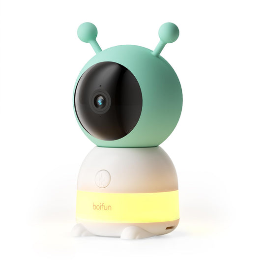 BOIFUN 2K WiFi Baby Monitor with Camera and Audio,Smartphone APP, Colorful Night Light, Smart AI Motion & Sound & Humidity & Temperature Detection, Auto Tracking,5-Inch Monitor Control, Night Vision