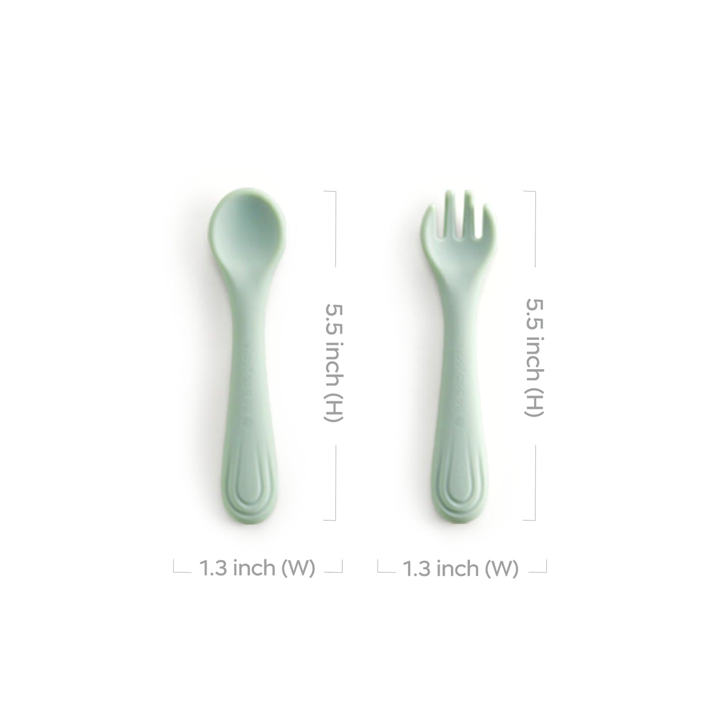 Bc Babycare Portable 4 Pack Baby & Toddler Self Feeding Fork and Spoon Set with Storage Case, BPA-Free Silicone Utensils for Boys and Girls, Safe & Easy to Carry, Blue & Pink