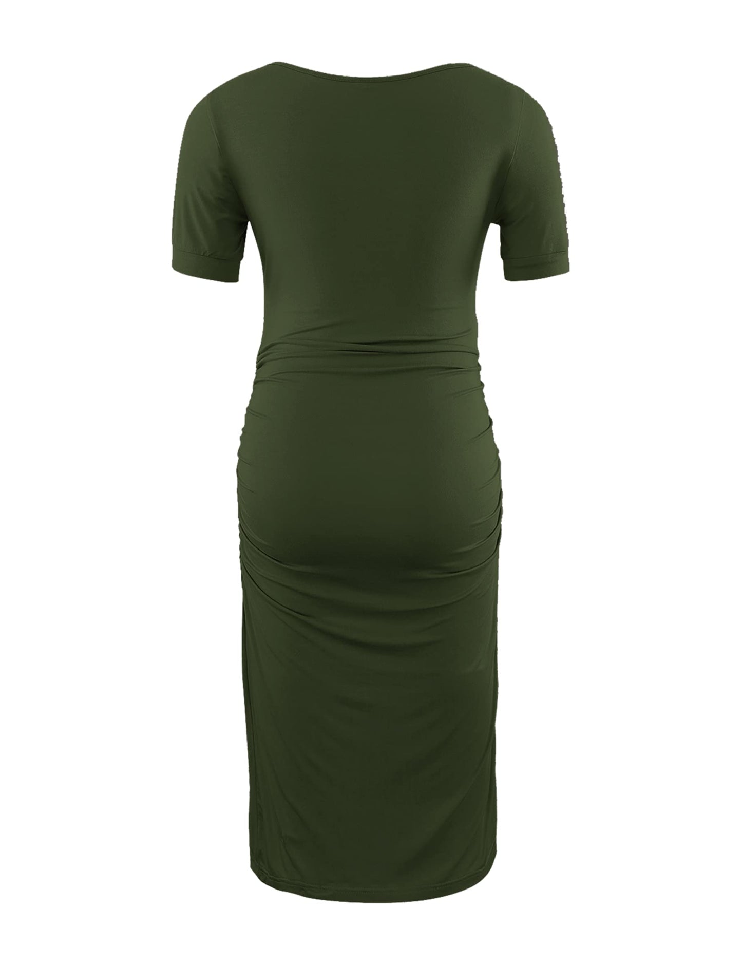 Peauty Everyday Essentials Maternity Bodycon Dress Side Ruch & Short Sleeve Dress for Baby Shower Daily (S-2XL)