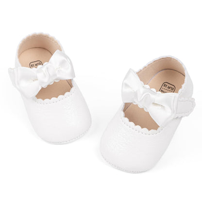 ohsofy Infant Baby Girls Mary Jane Flats Non-Slip Bowknot Princess Wedding Dress Shoes Toddler Crib Shoes