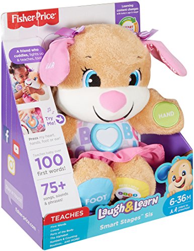 Fisher-Price Baby & Toddler Toy Laugh & Learn Smart Stages Puppy Musical Plush with Lights & Phrases for Infants Ages 6+ Months
