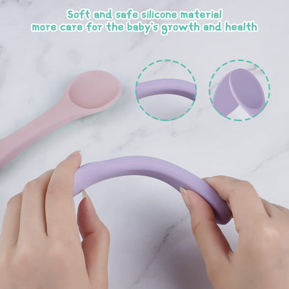 Vicloon Silicone Baby Feeding Spoons - 7 PCS First Stage for Infants, Ultra-Durable & Chewproof, Dishwasher Safe Baby Utensils